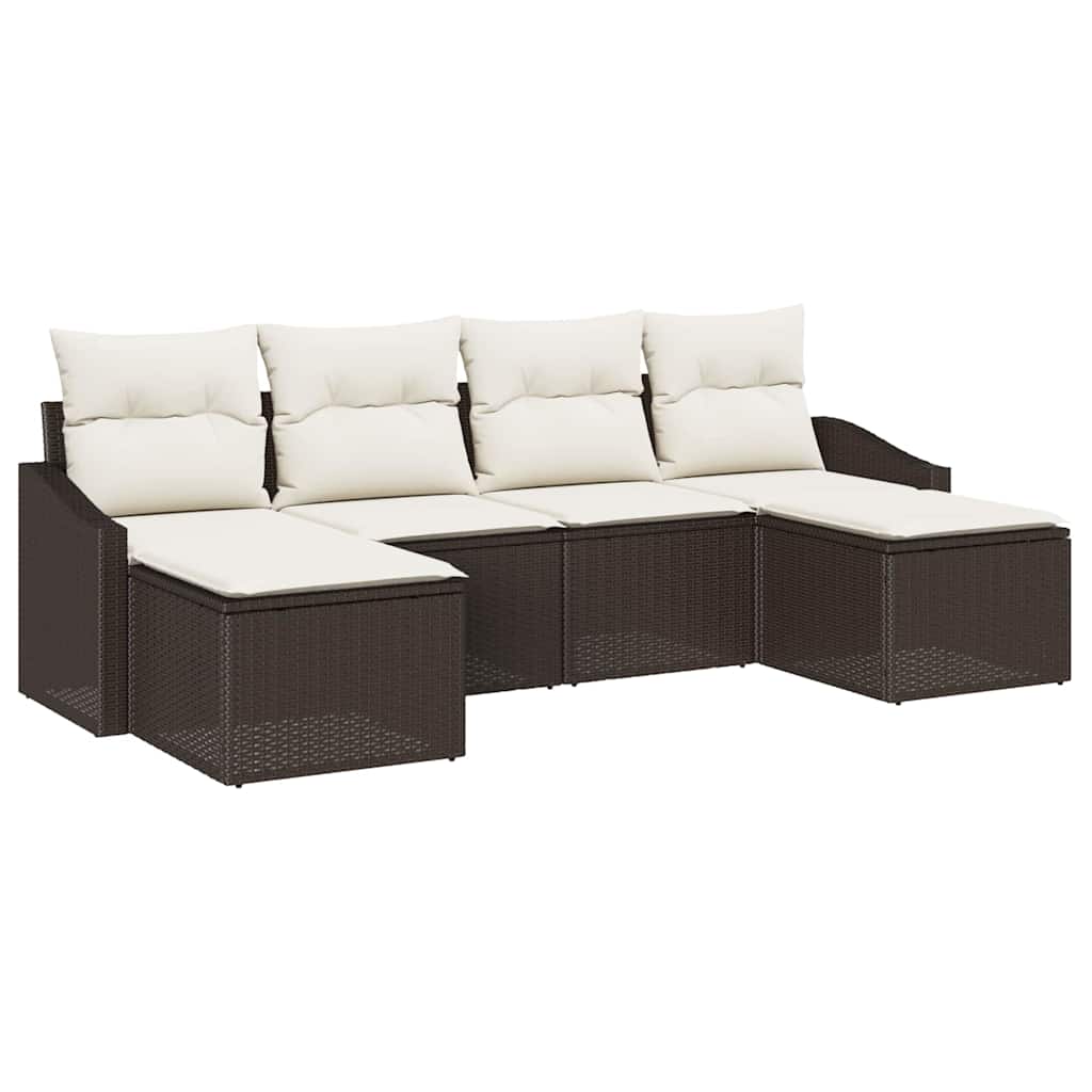 Garten Essgruppe mit Kissen mit Speicher 6 pcs Braun und Creme